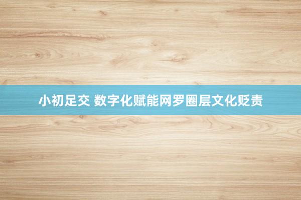 小初足交 数字化赋能网罗圈层文化贬责