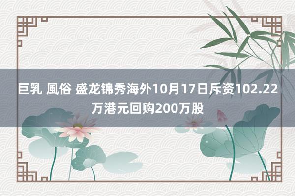 巨乳 風俗 盛龙锦秀海外10月17日斥资102.22万港元回购200万股