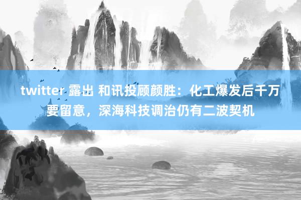 twitter 露出 和讯投顾颜胜：化工爆发后千万要留意，深海科技调治仍有二波契机